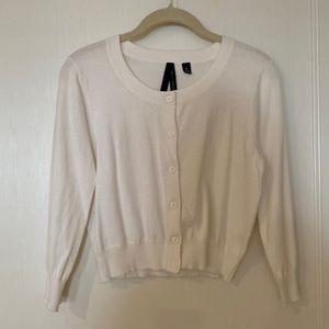 Cotton cropped 3/4 sleeve sweater